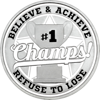 White "Champs!" with White Outer Circular Borders